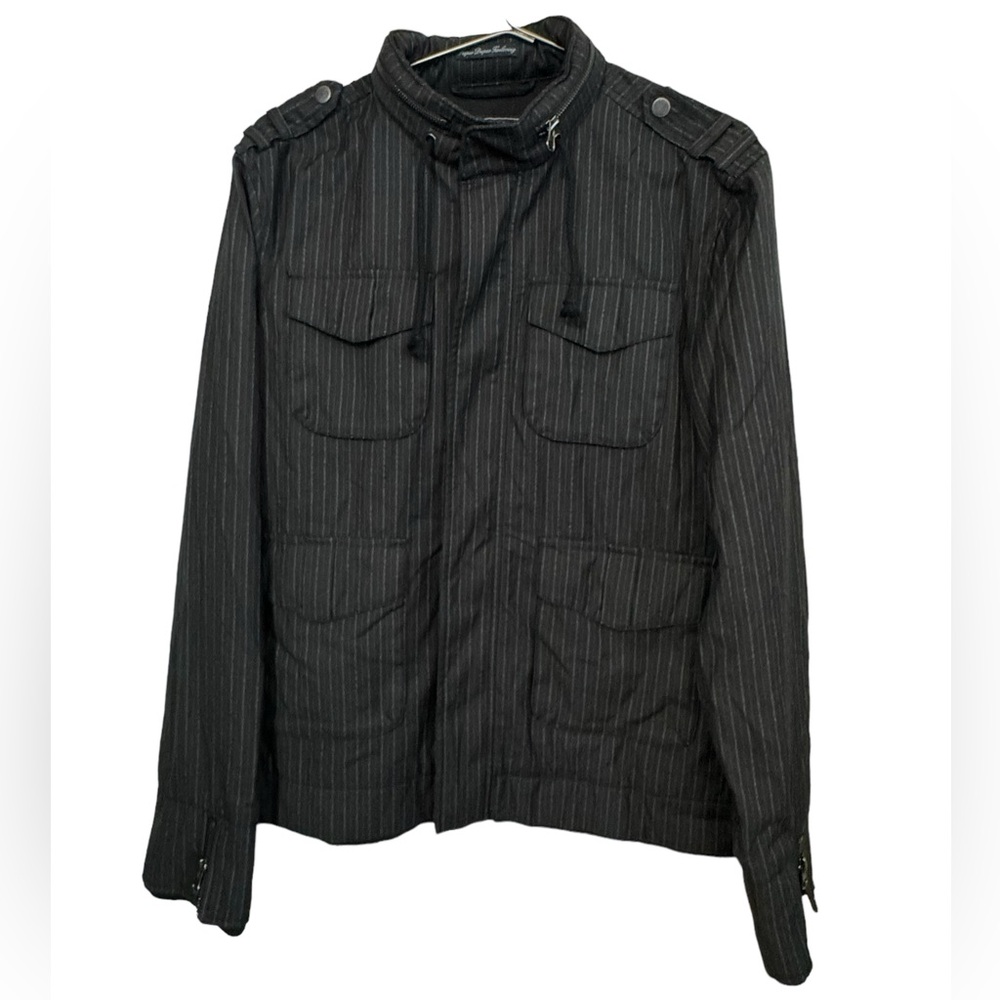 High End Hawkings McGill Black Pin Striped Cargo Utilit Hoodie Jacket Men’s L